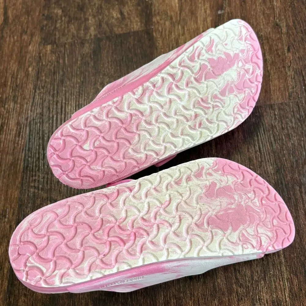 Birkenstock Arizona EVA Kids Candy Pink White Marbled Slide Sandals SZ 33 Youth